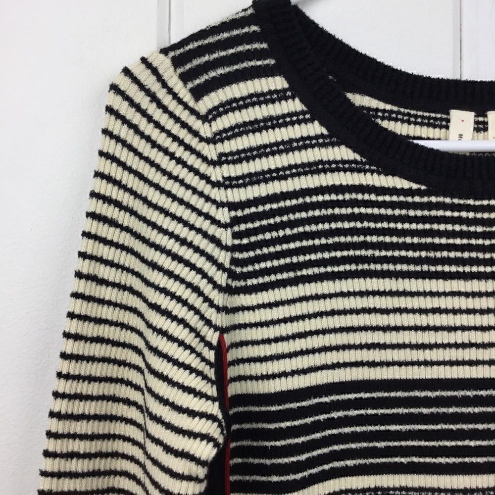 Moth (Anthro) Black Cream Stripe Bell Sleeve Top M - Picture 5 of 10